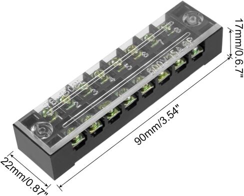 8 Positions Dual Rows 600V 15A Terminal Strip Blocks Barrier Screws (with Cover), [for Wires Connecting, Electronic Circuits] - 1 Pack/Black/TB-1508L in Saudi Arabia