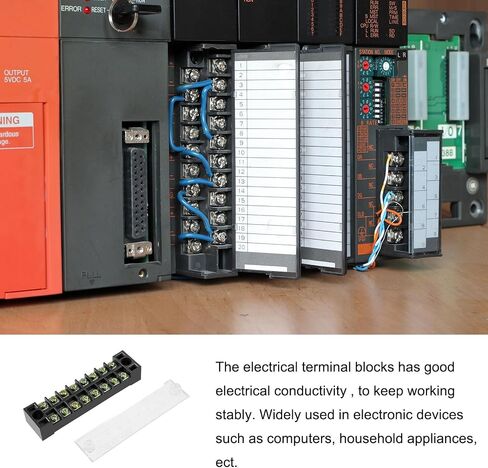 8 Positions Dual Rows 600V 15A Terminal Strip Blocks Barrier Screws (with Cover), [for Wires Connecting, Electronic Circuits] - 1 Pack/Black/TB-1508L in Saudi Arabia