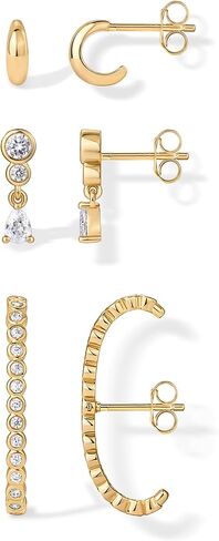 Pavoi 14K Gold Plated Silver Silver Posts Multi Pack Screpic Dates Accape للنساء - مجموعة من ثلاثة أذن صغيرة من الأذن. in Kuwait