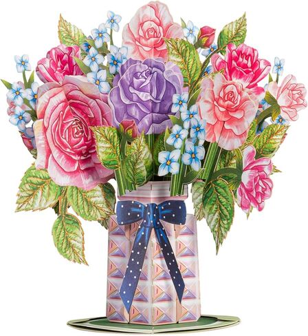 Paper Love 3D Poppy Blooms Pop Up Mothers Day Card with Detachable Keepsake Flower Bouquet, Mothers Day Gift, Birthday, Graduation, Thank You, Get Well, Just Because - Large 10" x 7" Cover in Kuwait