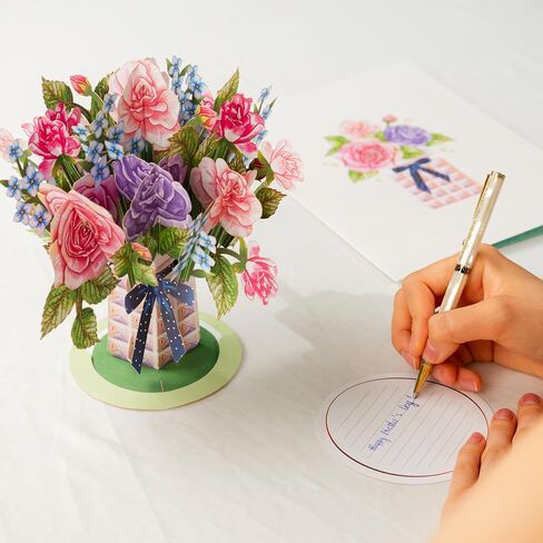Paper Love 3D Poppy Blooms Pop Up Mothers Day Card with Detachable Keepsake Flower Bouquet, Mothers Day Gift, Birthday, Graduation, Thank You, Get Well, Just Because - Large 10" x 7" Cover in Kuwait