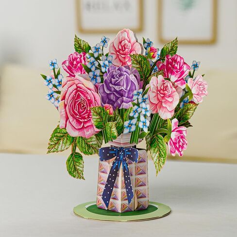 Paper Love 3D Poppy Blooms Pop Up Mothers Day Card with Detachable Keepsake Flower Bouquet, Mothers Day Gift, Birthday, Graduation, Thank You, Get Well, Just Because - Large 10" x 7" Cover in Kuwait