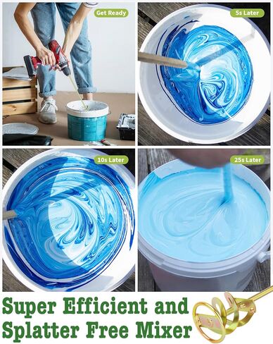 Paint Mixer for Drill - Paint Stirring Drill Attachment for 1-5 Gallon Bucket - Zinc Plated & Rust-Free - Work with Any Drill Bit - Drill Mixer for Paint, Resin, Epoxy & Concrete in Saudi Arabia
