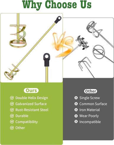 Paint Mixer for Drill - Paint Stirring Drill Attachment for 1-5 Gallon Bucket - Zinc Plated & Rust-Free - Work with Any Drill Bit - Drill Mixer for Paint, Resin, Epoxy & Concrete in Saudi Arabia