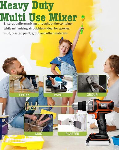Paint Mixer for Drill - Paint Stirring Drill Attachment for 1-5 Gallon Bucket - Zinc Plated & Rust-Free - Work with Any Drill Bit - Drill Mixer for Paint, Resin, Epoxy & Concrete in Saudi Arabia
