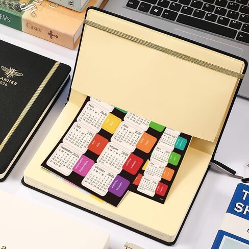 2025-2026 Planner - Planner 2025-2026 ، Jul2025 - Jun 2026 ، 2025-2026 Planner Weekly and Monthly مع ملصقات تقويمية ، 5.75 "× 8.25" ، Saffiano Leather ، حلقة القلم ، الجيب الخلفي - Black Bee in Kuwait