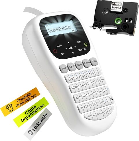 Industrial Label Maker Machine with-Tape, H1100 Portable Labeler with Keyboard, Handheld Labeler with Backlight Screen, Cable Wire Label Maker for Home Office Use in Kuwait