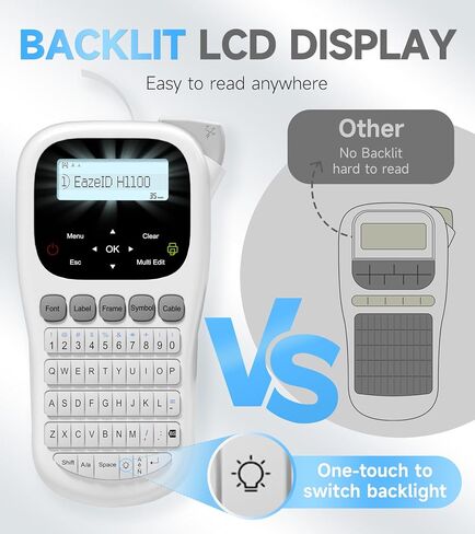 Industrial Label Maker Machine with-Tape, H1100 Portable Labeler with Keyboard, Handheld Labeler with Backlight Screen, Cable Wire Label Maker for Home Office Use in Kuwait