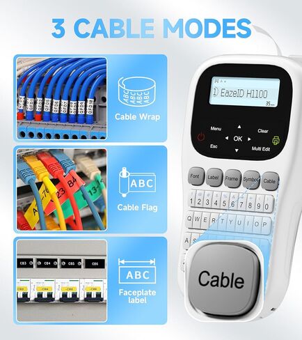 Industrial Label Maker Machine with-Tape, H1100 Portable Labeler with Keyboard, Handheld Labeler with Backlight Screen, Cable Wire Label Maker for Home Office Use in Kuwait