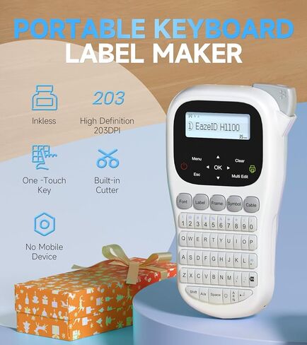Industrial Label Maker Machine with-Tape, H1100 Portable Labeler with Keyboard, Handheld Labeler with Backlight Screen, Cable Wire Label Maker for Home Office Use in Kuwait