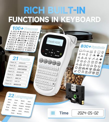 Industrial Label Maker Machine with-Tape, H1100 Portable Labeler with Keyboard, Handheld Labeler with Backlight Screen, Cable Wire Label Maker for Home Office Use in Kuwait