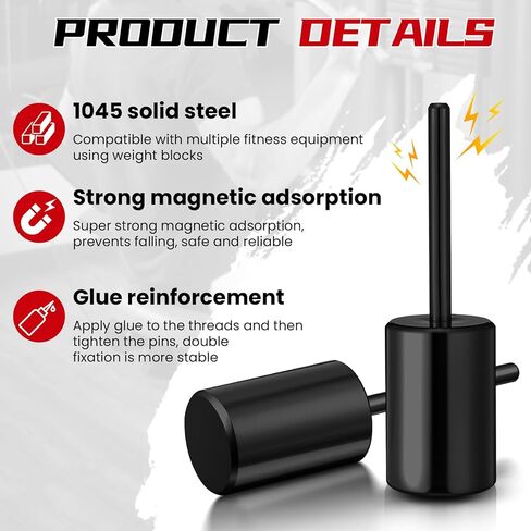 Lasnten دبوس مكدس الوزن 10 مم دبوس الصالة الرياضية موسع مكدس الوزن لآلة الكابل دبوس موسع مكدس الوزن لألواح الوزن 2 بوصة التي تحتوي على فتحة 2 بوصة (50.8 مم) in Kuwait