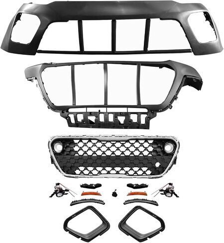 Front Lower Bumper Grille Compatible with 2023-2024 Kia Soul LX/S with Chrome Trim, OEM #86530K0AA0 - Direct Replacement - Black & Silver in Saudi Arabia