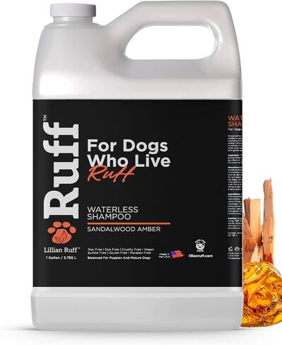 Ruff by Lillian Ruff No-Rinse Waterless Dog Shampoo Spray | Sandalwood Amber | Pet Deodorizer | for Cleaning, Conditioning, Detangling & Moisturizing Dogs & Cats | Safe for Puppies | USA Made in Saudi Arabia