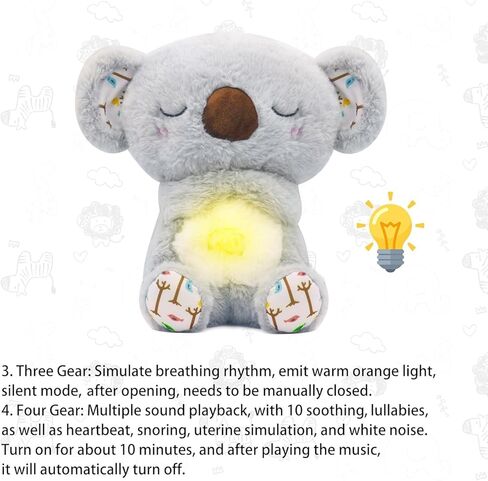 Breathing Stuffed Animal, Mush Plushies for Anxiety and Sleep, Breathing Plush, Four Gear Adjustment, Volume Control, Rhythmic Breathing Motion with Music Lights, for Newborns 0+ Months in Kuwait