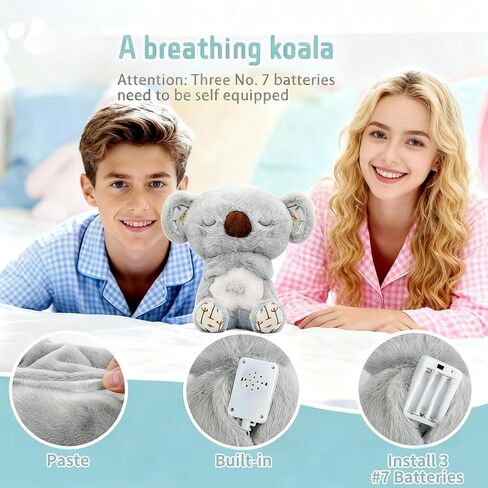 Breathing Stuffed Animal, Mush Plushies for Anxiety and Sleep, Breathing Plush, Four Gear Adjustment, Volume Control, Rhythmic Breathing Motion with Music Lights, for Newborns 0+ Months in Kuwait