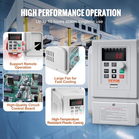 VEVOR VFD 10HP، 7.5KW، 34A، مرحلة واحدة 220 فولت - 240 فولت مدخل إلى 3 مراحل 220 فولت - 240 فولت محرك تردد متغير، 0-400 هرتز VFD للتحكم في سرعة محرك التيار المتردد in Kuwait