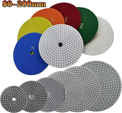80mm-200mm Diamond Polishing Pad Wet Abrasive Tool for Sanding Stone Marble Granite Countertop Pack of 7 Pcs 3/4/5/6/7/55 Inch in Saudi Arabia