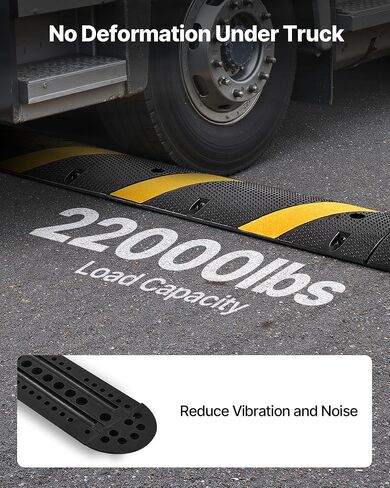 VEVOR 40 in Rubber Speed Bump, 2 Pack, 2 Channel Heavy Duty Traffic Speed Hump, 22000 lbs/Axle Load Capacity, Cable Protector Ramp with Expansion Screws, for Asphalt Concrete Gravel Driveway and Road in Kuwait