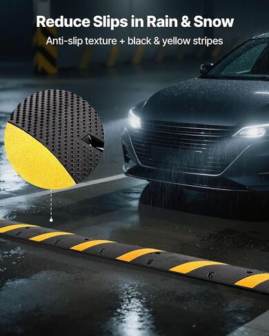 VEVOR 40 in Rubber Speed Bump, 2 Pack, 2 Channel Heavy Duty Traffic Speed Hump, 22000 lbs/Axle Load Capacity, Cable Protector Ramp with Expansion Screws, for Asphalt Concrete Gravel Driveway and Road in Kuwait