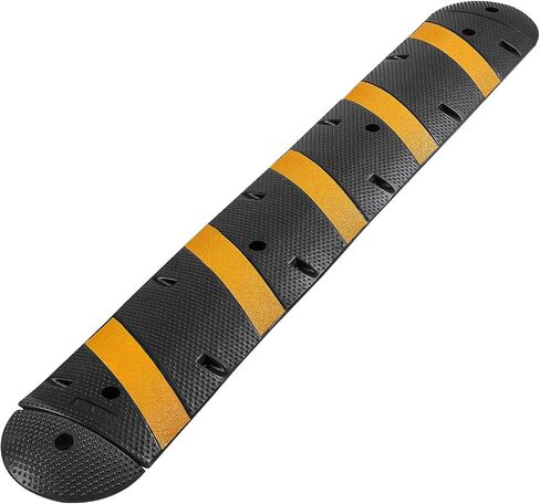VEVOR 40 in Rubber Speed Bump, 2 Pack, 2 Channel Heavy Duty Traffic Speed Hump, 22000 lbs/Axle Load Capacity, Cable Protector Ramp with Expansion Screws, for Asphalt Concrete Gravel Driveway and Road in Kuwait