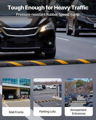 VEVOR Cable Protector Ramp, 4 Packs 1 Channel Speed Bump Hump, Heavy Duty Rubber Modular Rated 18000 LBS Load Capacity Protective Wire Cord Driveway Traffic, Black in Saudi Arabia