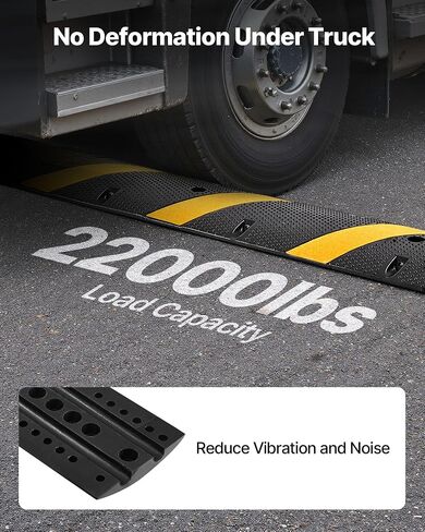 VEVOR Cable Protector Ramp, 4 Packs 1 Channel Speed Bump Hump, Heavy Duty Rubber Modular Rated 18000 LBS Load Capacity Protective Wire Cord Driveway Traffic, Black in Saudi Arabia