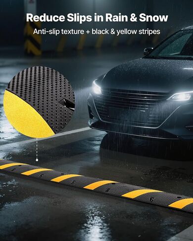 VEVOR Cable Protector Ramp, 4 Packs 1 Channel Speed Bump Hump, Heavy Duty Rubber Modular Rated 18000 LBS Load Capacity Protective Wire Cord Driveway Traffic, Black in Saudi Arabia