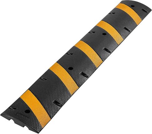 VEVOR Cable Protector Ramp, 4 Packs 1 Channel Speed Bump Hump, Heavy Duty Rubber Modular Rated 18000 LBS Load Capacity Protective Wire Cord Driveway Traffic, Black in Saudi Arabia
