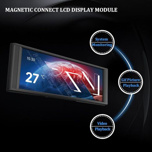 Thermalright Trofeo Vision LCD Black Edition Case Sub-Display Features a 6.86-inch Full-Color LCD Display (1280x480 Resolution) with a Magnetic Panel Screen, Supporting DIY Dynamic/Static Images in Saudi Arabia