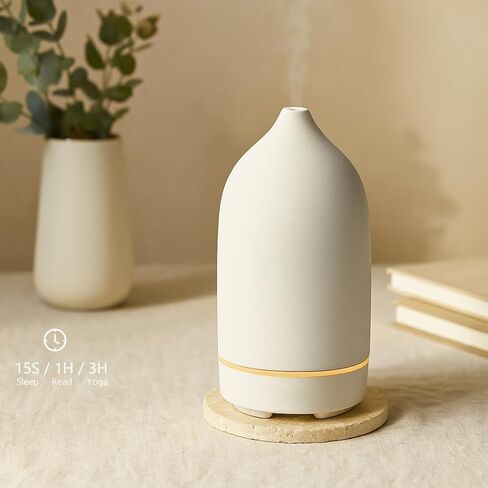 Stone Diffuser, Ceramic Essential Oil Diffuser, Humidifier 160ml Ultrasonic Oil Diffuser for Aramatherapy (Terracotta) in Saudi Arabia