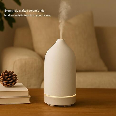 Stone Diffuser, Ceramic Essential Oil Diffuser, Humidifier 160ml Ultrasonic Oil Diffuser for Aramatherapy (Terracotta) in Saudi Arabia