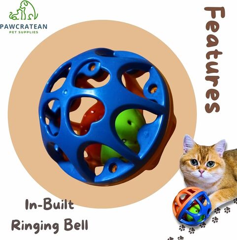 Large Cat Ball Toy with Bell - Durable, Self-Entertainment, Colorful Indoor Exercise (Yellow & Purple) in Kuwait
