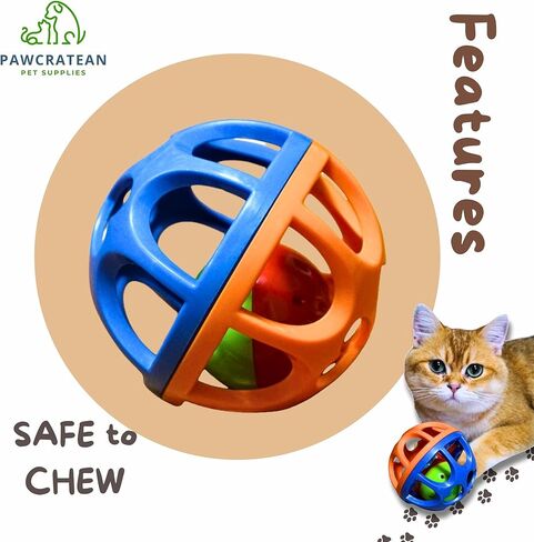Large Cat Ball Toy with Bell - Durable, Self-Entertainment, Colorful Indoor Exercise (Yellow & Purple) in Kuwait