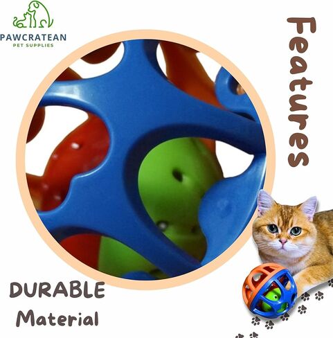 Large Cat Ball Toy with Bell - Durable, Self-Entertainment, Colorful Indoor Exercise (Yellow & Purple) in Kuwait