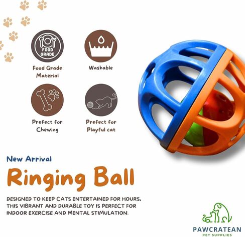 Large Cat Ball Toy with Bell - Durable, Self-Entertainment, Colorful Indoor Exercise (Yellow & Purple) in Kuwait