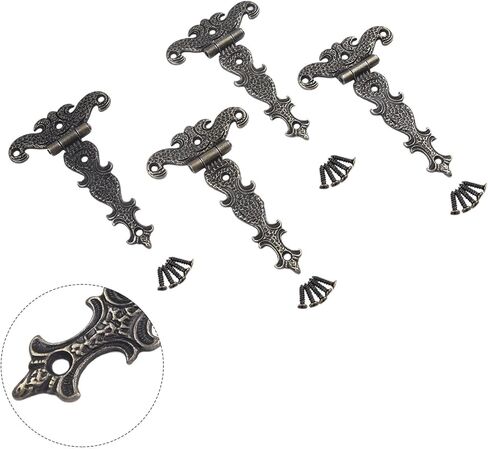 4 قطع من مفصلات الأبواب العتيقة لخزانة الملابس ومفصلات المؤخرة وحافظة المجوهرات وأجهزة الأثاث العتيقة المزخرفة مع برغي (S برونزي) in Kuwait