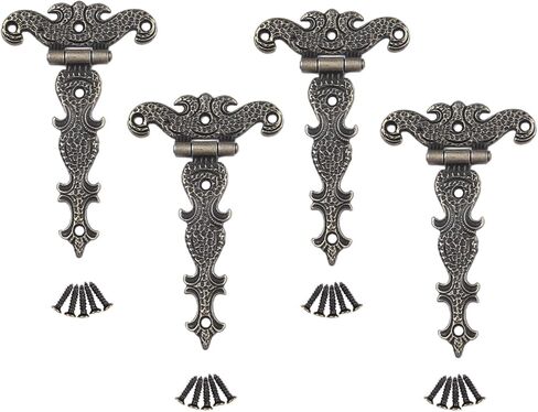 4 قطع من مفصلات الأبواب العتيقة لخزانة الملابس ومفصلات المؤخرة وحافظة المجوهرات وأجهزة الأثاث العتيقة المزخرفة مع برغي (S برونزي) in Kuwait