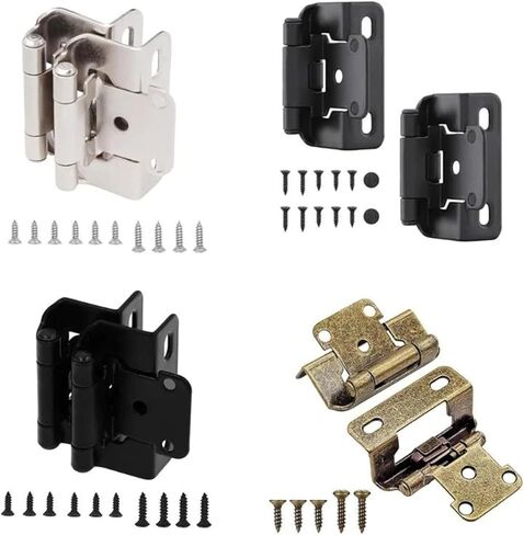 مجموعة من مفصلات خزانة المطبخ الفولاذية العتيقة العملية مع تراكبات مقاس 1/2 بوصة وتصميمات نصف مخفية للإغلاق الجزئي (أسود -1) in Kuwait