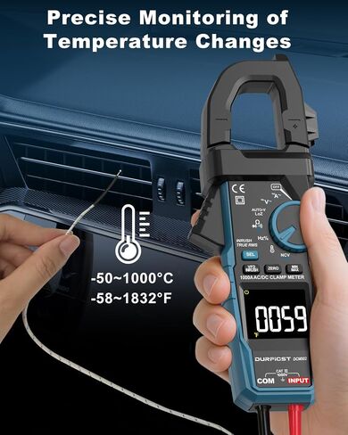 المشبك متر DURFICST الرقمية Inrush المشبك المتعدد AC / DC 1000A 6000 التهم أمبير اختبار الجهد مع VFD، وضع LOZ، يقيس AC / DC الجهد الحالي NCV مقاومة درجات الحرارة السعة التردد in Kuwait