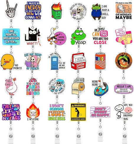 Yinkin 30PCS Funny Badge Reel Nurse Badge Reel Holder Retractable ID Clips for Doctor Student Men Women Office Nurses Lanyard Supplies Accessories Bulk Gifts in Saudi Arabia