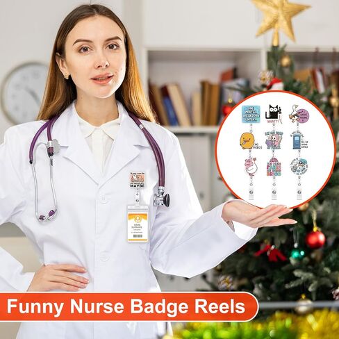 Yinkin 30PCS Funny Badge Reel Nurse Badge Reel Holder Retractable ID Clips for Doctor Student Men Women Office Nurses Lanyard Supplies Accessories Bulk Gifts in Saudi Arabia