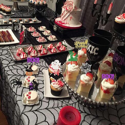 1 PCS Halloween Happy Birthday Cake Topper Glitter Jack and Sally Castle Ghost Halloween Cake Pick for Nightmare Before Christmas Theme Baby Shower Birthday Party Cake Decorations Supplies in Kuwait