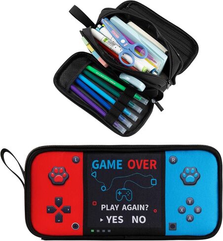 Large Game Controller Pencil Case for Teen Boy Kid Capacity Pen Box Pouch Organizer Holder Bag with 3 Compartments & Zipper School College Office Supplies in Saudi Arabia