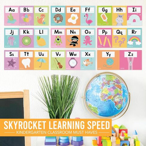 Hadley Designs Alphabet for Classroom Wall - ABC Letters and Numbers Posters for Preschool and Kindergarten - Alphabet Line for Classroom Decor and Homeschool - Colorful Theme in Saudi Arabia
