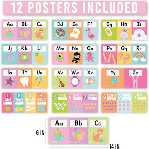 Hadley Designs Alphabet for Classroom Wall - ABC Letters and Numbers Posters for Preschool and Kindergarten - Alphabet Line for Classroom Decor and Homeschool - Colorful Theme in Saudi Arabia