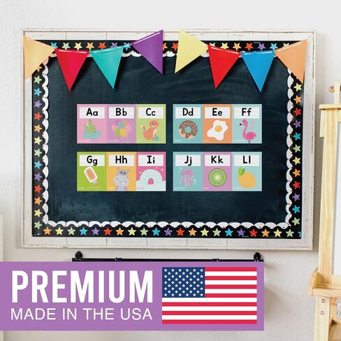 Hadley Designs Alphabet for Classroom Wall - ABC Letters and Numbers Posters for Preschool and Kindergarten - Alphabet Line for Classroom Decor and Homeschool - Colorful Theme in Saudi Arabia