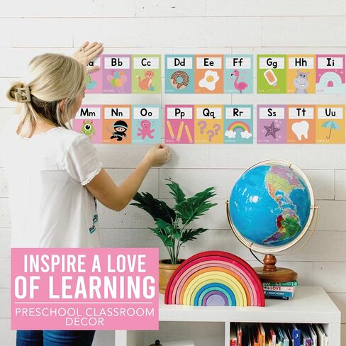 Hadley Designs Alphabet for Classroom Wall - ABC Letters and Numbers Posters for Preschool and Kindergarten - Alphabet Line for Classroom Decor and Homeschool - Colorful Theme in Saudi Arabia