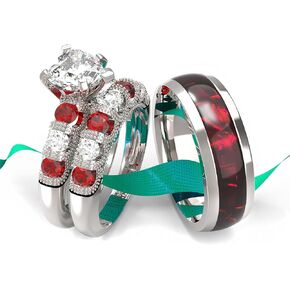 Wedding Ring Sets His And Hers Promise Ring Wedding Ring Sets His And Hers Couples Women 925 Sterling Silver Moissanite Man Sterling Silver Wedding Band in Kuwait