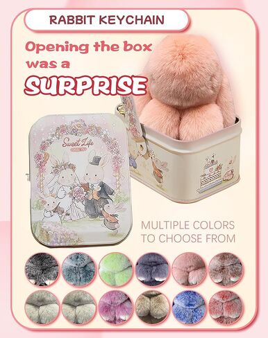 سلسلة مفاتيح عيد الفصح مع صندوق الصفيح ، سلاسل مفاتيح محظوظة بونيلولو ، سلسلة مفاتيح أرنب ناعمة مصنوعة يدويًا in Kuwait